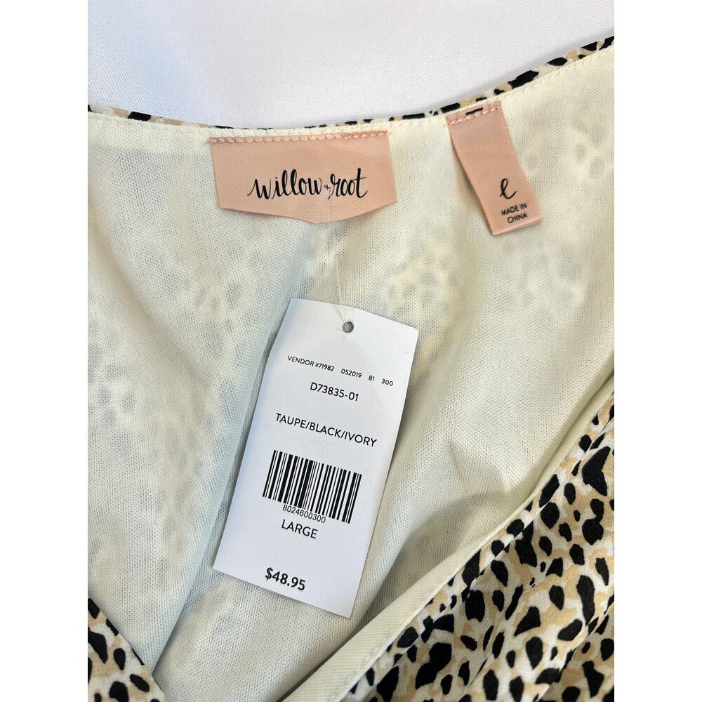 NWT Willow & Root Leopard Print Wrap Maxi Dress Large Boho Animal - Picture 3 of 5